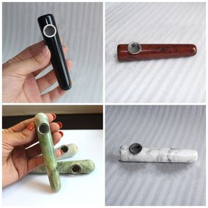 Polished Quartz Gemstone Tobacco Pipe Massage Stick Shaped Natural Crystal Stone Filter Cigarette Pipes Smoking Handpipe Colorful ry E1