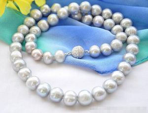 24 inch pearl necklace al por mayor-Venta caliente grandes de agua dulce gris redonda de pulgadas collar de perlas cultivadas envío libre