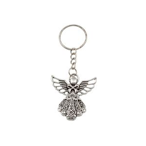 30pcs Antique silver Alloy Angel Band Chain key Ring Travel Protection DIY Jewelry