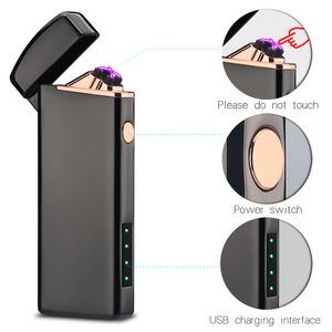 Plasma arc Lighter Double arcs Electrical USB Rechargeable windproof cigarette Lighter touch sensitive control ignition power display C03402