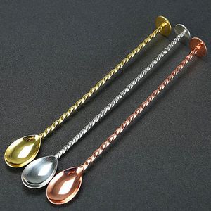 Cocktail Spoon Bar Spoons Stainless Steel Mixing Spiral Pattern Bars Teadrop Tool Bartender Tools