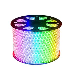 neon güç kaynağı toptan satış-RGB AC V LED Şerit Açık Su Geçirmez SMD Neon Halat Işık leds M Güç Kaynağı ile metre via kesilebilir