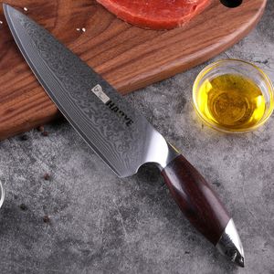 gyuto bıçağı toptan satış-Şam Şefler Bıçak Japon Katmanlar VG10 Çelik Mutfak Bıçakları Profesional Geniş Blade Sandal Ağacı Sap Lüks Gyuto YENİ
