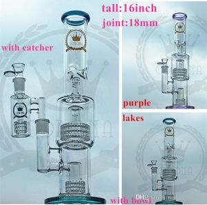 Recycler corona hookah S2 matrix perc honeycomb showerhead purple bong with ash catcher bangers nails for pink color glass water pipe bong