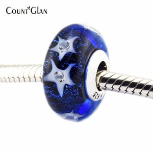 Starry Night Sky CZ Beads Passar Pandora Charms Armband Murano Glass Charm Pärlor för smycken Making Sterling Silver Smycken
