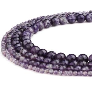 Naturlig ametist sten rund ädelsten lösa pärlor handgjorda pärla semi värdefulla natursten pärlor för kvinna DIY armband smycken gör