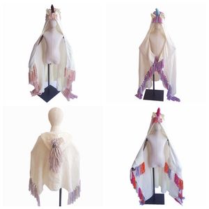 crochet licorne achat en gros de Mode Licorne Couverture à capuche pour filles Wearable Crochet Knit Throw à capuche magique Cape cape chapeau licorne ZZA833