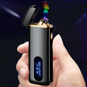 Plasma arc Lighter Double arcs Electrical USB Rechargeable windproof cigarette Lighter touch sensitive ignition led display screen C03500