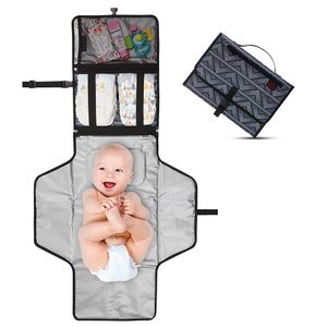 baby changing waterproof mat pad toptan satış-Yenidoğan Katlanabilir Su Geçirmez Bebek Bezi Değiştirme Mat Taşınabilir Değiştirme Pedi Seyahat İşlevli Taşınabilir Bebek Bezi Kapak Mat SH190916