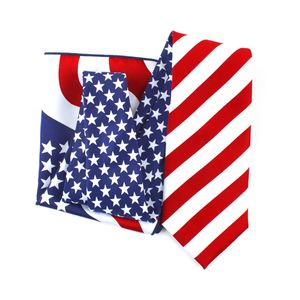 hommes cravate bleu achat en gros de Drapeau américain patriotique quatrième juillet vacances cravate ou noeud papillon USA drapeau ensemble noeud papillon ou cravate