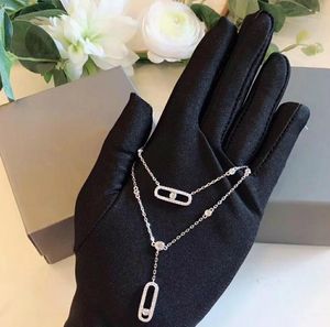 Kvinnors Halsband Flytta Smycken S925 Sterling Silver Avtagbart Hängande Halsband Mode Termament Double