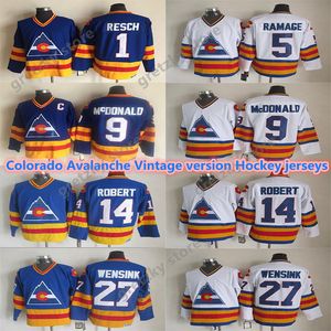 hockey throwback-trikots. großhandel-Herren Colorado Avalanche Vintage Jerseys McDonald Robert Resch Wensink Ramage CCM Throwback Hockey Trikots