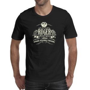 ファッションメンズRuger ロゴ古い黒ラウンドネックTシャツグラフィックスポーツシャツアメリカ銃の灰色の357 Magnum Gunの旗が付いているFreeGirls