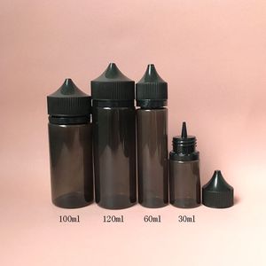 unicorn e juice bottles toptan satış-Boş tombul goril şişeleri ml ml ml ml ml ml Kalem Unicorn Siyah Plastik Damlalık Şişe Sıvı E Suyu için Belirgin Caps