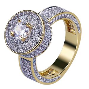 Custom Cluster Gold CZ Ring Micro Pave Cubic Zirconia Simulated Diamonds Hip hop Rinds Luxury Mens Gold rings