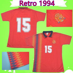 ispanya dünya kupası formaları toptan satış-S XL Dünya Kupası İspanya Futbol Forması Retro Ev Futbol Gömlek Vintage Klasik Koleksiyon Maillot Salinas Guardiola Alfonso Camiseta