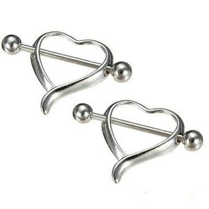 Wholesale MODRSA 2pcs lot Heart Nipple Shield Piercing Rings Stainless Steel Barbell Nipple Ring Body Jewelry for Women