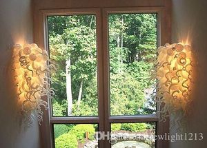 sconces de parede únicas venda por atacado-Produtos Design exclusivo Arte de vidro lâmpada de vidro branco decoração de casamento LED luzes mão soprada escadaria de parede