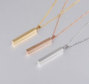 gümüş, altın alıcılar toptan satış-Paslanmaz Çelik Bar Kolye Kolye Moda Altın Gül Altın Gümüş Katı Boş Bar Charm Kolye Alıcı Kendi Oyma Tasarımcısı Takı için