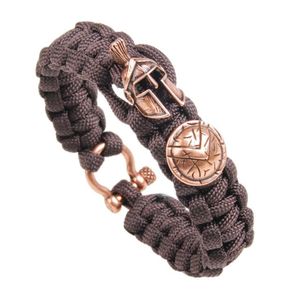 Manually Plaited Paracord Men Bracelet For Outside Survival Hand Woven Cord Wristband With Helmet Shield D Buckle