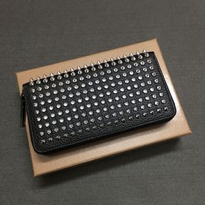 Wholesale spiked purses for sale - Group buy Long Style Panelled Spiked Clutch Women Men Wallets Patent Real Leather Mixed Color Rivets Party Clutches bags Purses with Spikes bag