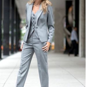 Light Gray Slim Fit Women Business Suits Formal Office Suits Work Female Piece Custom size and color