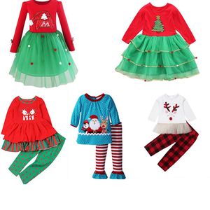 baby kids girs Christmas clothing sets Kids Long sleeve Christmas Snowma Deer Tree print girl s set causal summer girl set t shirt Pant
