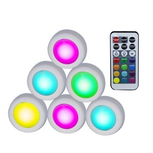 Wireless LED Puck Lights RGB 12 Colors Dimmable Touch Sensor led Under Cabinet Light For Close Wardrobe Stair Hallway Night lamp