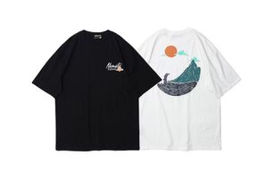 T shirts van heren Heren Harajuku Japanse Stijl Mountain Print Korte Mouw Tees Shirts Hip Hop Casual Streetwear Mannelijke Mode Zomer Tops