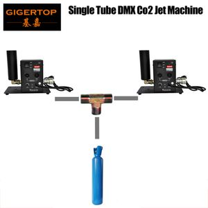 single verbinden großhandel-TIPTOP X DMX Kanäle einzelne Rohrstufe CO2 Jet Maschine T Messing Anschlussanschluss Teilen Sie einen CO2 Gastank High Jet Ausgang