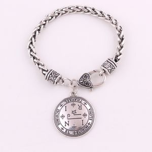 HY175 Viking vintage rune coin amulet charm bracelet couple student talisman pendant bracelet with cross letters in English