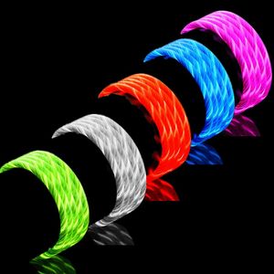 Led Flowing Visible Light Usb Data Sync Charging cables Type c Micro V8 pin Cable For Samsung S8 S9 S10 Note Htc Lg