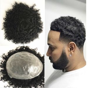 toupets de cheveux humains achat en gros de Peau Humain Hair Hommes Toupée PU Toupée PU PUT pour hommes Systèmes de remplacement Systèmes de rechange Indian Remy Cheveux x10 x9 Black Burly Wave Hommes Wig