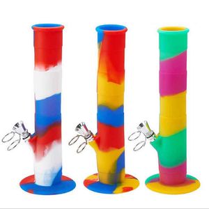 Silicone bong Hookahs with metal downstem Diffuse colored Portable foldable Smoking Water pipe Oil Rig mm Styles Choose