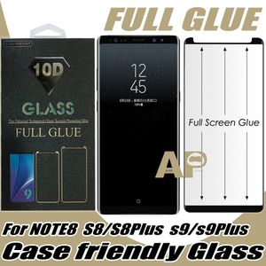 Full Case Przyjazny Przyjazny Szkło Hartowane Screen Ochraniacz do Samsung Galaxy S21 S10 S8 S20 Ultra Ultra Note Plus z pakietem detalicznym