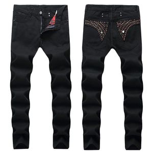 jean slim fit streetwear achat en gros de 2020 NOUVEAU Hommes Slim Slim Fit Ciker Jeans avec Zip Hommes S Vêtements Distrûte Trou Streetwear Style de luxe Robin Jeans