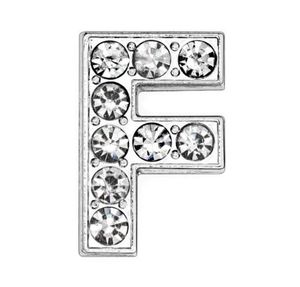 harf f takılar toptan satış-50 adet mm Slayt Harf F Rhinestones DIY Charms MM Deri Bileklik Bileklik Anahtarlık SL011 için Fit