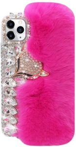 ingrosso furry iphone case-Luxury Cute Fuzzy Furry Peluche Peluche Fur BlUffy Bling Diamond Telefono cellulare Casi per iPhone plus XR XSMAX Pro max