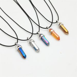 Titanium Rainbow Stone Artilady Multi Color Quarts S Hängsmycke Halsband Kedja Kristall Halsband Kvinnor Smycken Tillbehör