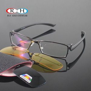 klip gözlük çerçeveleri toptan satış-Gece Görüş Camları Full Çerçevesiz Gözlükler Çerçeveler Optik Gözlük Çerçevesi Erkekler Kadınlar Gözlük Polarize Güneş Gözlüğü Klip