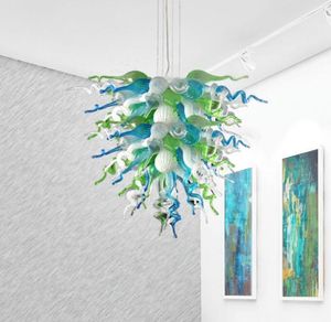 Lamp Rustiek Hanglampen Blown Glas LED Bollen Kroonluchter Verlichting Turquoise Groene Wit Woonkamer Kroonluchters te koop