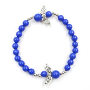 10 st Handgjorda vävsträcka strängar Armband Angel Wing Connect Lapis Lazuli Round Beads Red Stone Silver Plated Jewellr