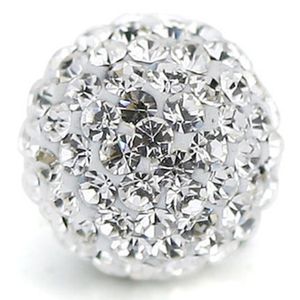 cristal de shamballa allanar cuentas al por mayor-Pave Czech Crystal Disco Ball Clay Beads Fit Shamballa Joyería DIY Pulsera Collar mm Blanco claro
