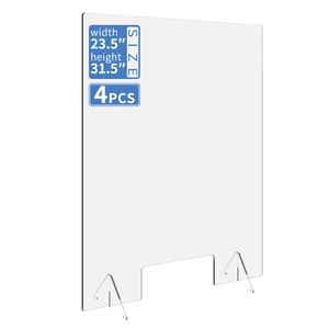 4PCS / Lot Desktop Sneeze Defense Acrylic Plexiglass Sneeze Guard Barrier och Shield, för räknare med transaktionsfönster för kontor