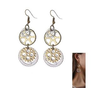 Punk Dangle Earrings Gears Clock Circle Earring Vintage Personalized Gold Plated Jewelry Machine Parts Women Ear Hook Style