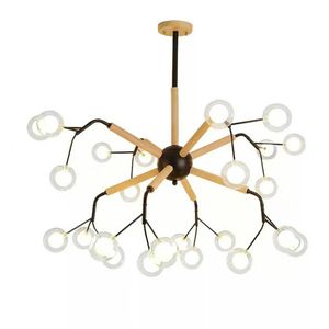 Modern Firefly LED Pendant Light Tree Branch Chandelier Lamp Decorative Wood Hanging Lighting Black V V Warm White