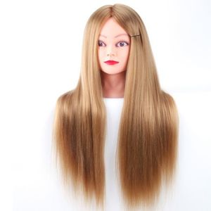 Mannequins Hoofd Lange Synthetische Vezel Haar Styling Tranning Heads Cosmetology Doll Corn Pruik voor Kappers Display met GRATIS klemhouder