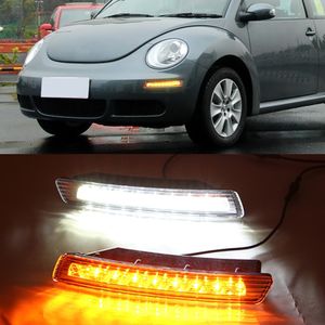 vw fog lights venda por atacado-1 par LED Car diurno DRL correndo luz Fog lâmpada turno sinal DRL amarelo Para VW Beetle