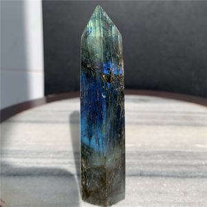 рок-полировщик оптовых-Natural Labradorite Камень Палочка Blue Moon Coney Crystal Point Crystal Wand Rock Election Crystal Подарок Полавные ремесла для продажи