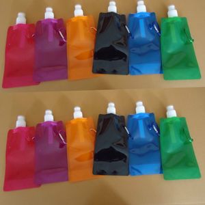 tragbare wasserversorgung großhandel-Tragbare Falten Wasserflasche Tasche Reine Farbe Outdoor Sport Liefert Camping Bergsteigen Wandern Bewegung Trinken Wasserkocher MMA1807